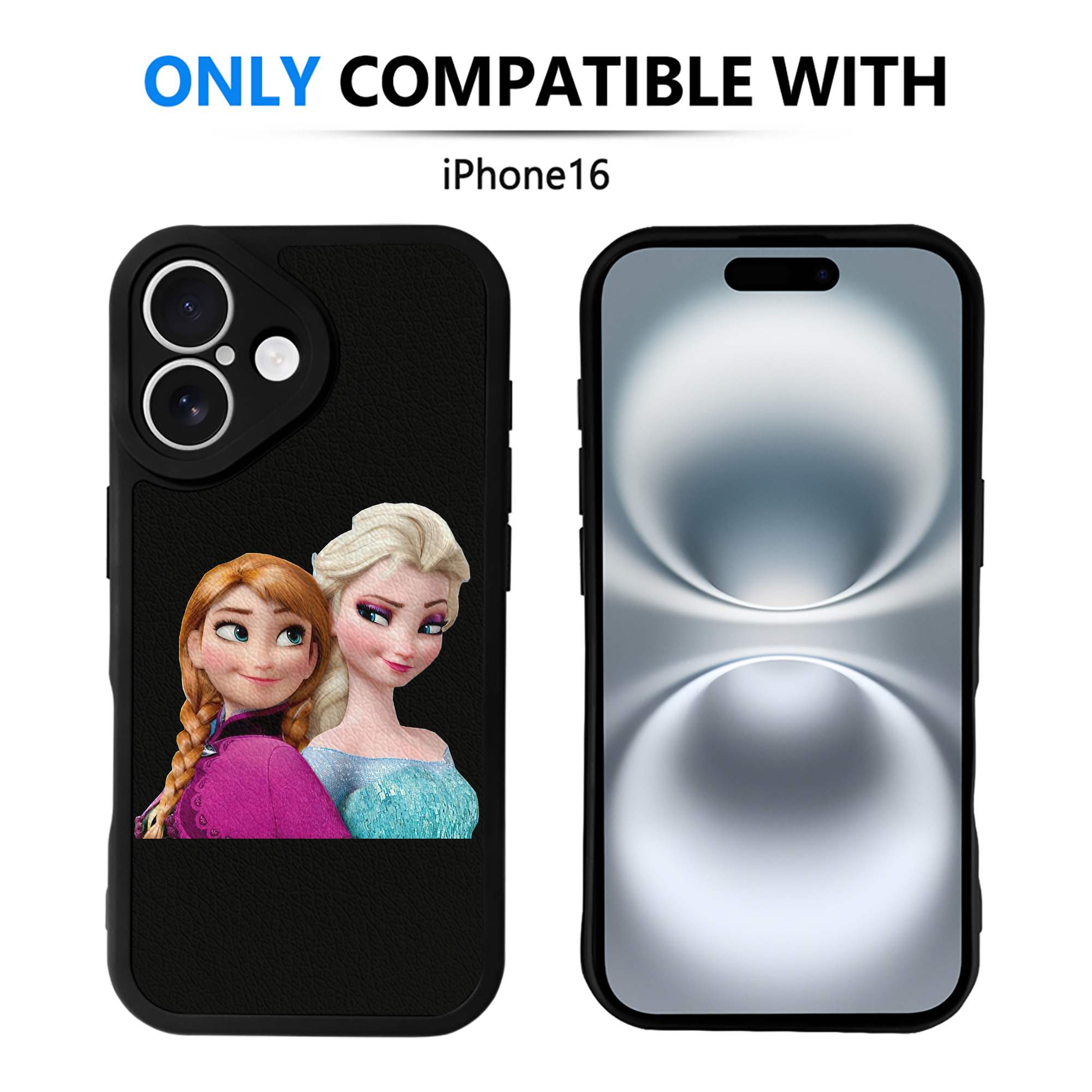 （画像用） アナと雪の女王 アンナ エルサ Frozen Anna Elsa 【iPhone 16シリーズ対応】シリコンスマホケース（レザー調） 材質：シリコン